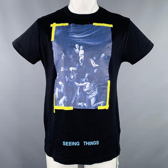 OFF-WHITE 2017 Size XXS Black Multi Color Graphic Cotton Short Sleeve T-shirt - Picture 1 of 8